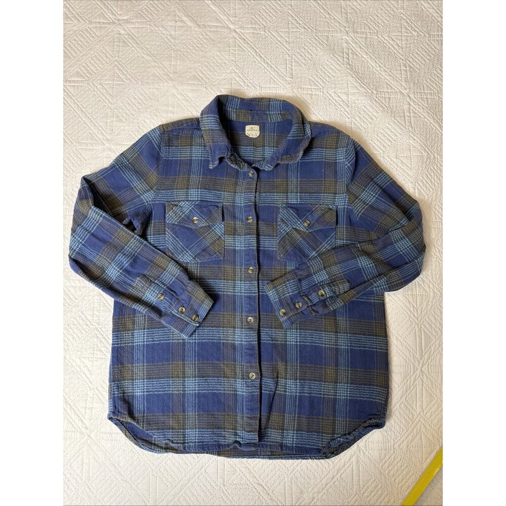 O'Neill Blue Plaid Flannel Shirt Women's Medium Long Sleeve Cotton Button Down